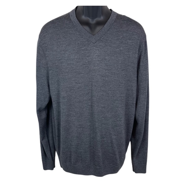 NWT Daniel Cremieux Men Signature V-Neck 100% Merino wool sweater Dark Gray - Picture 1 of 10
